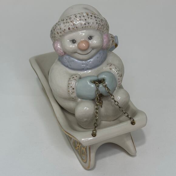 Lenox Snowman on Sled Votive - Picture 1 of 7